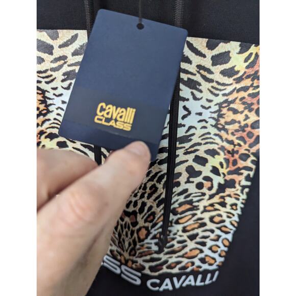 Cavalli Class by Roberto Cavalli Men's Leopard Graphic Hoodie Black Small NWT - Picture 8 of 10